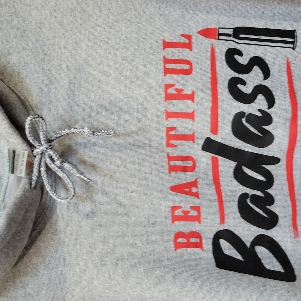 New Gray Hoodie with Bold Graphic Print - Picture 2 of 3
